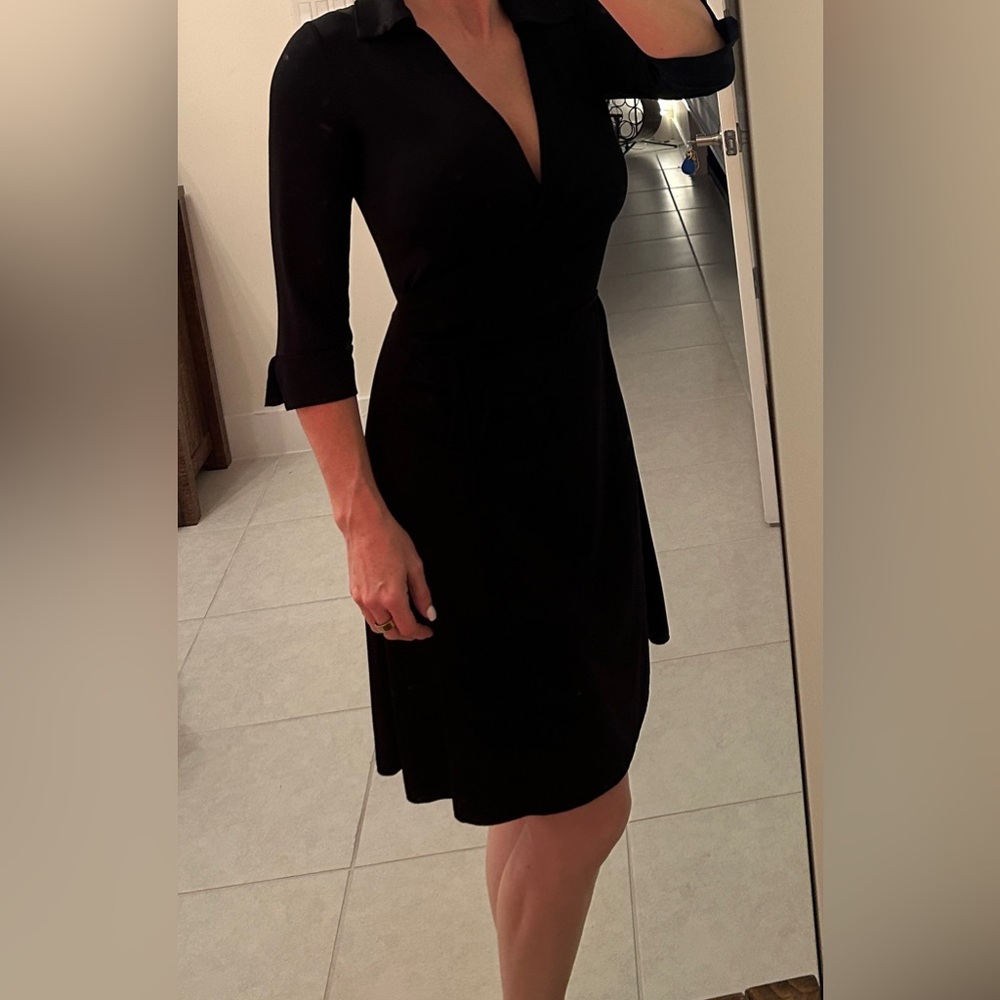 Elegant Black Long Sleeve Wrap Dress